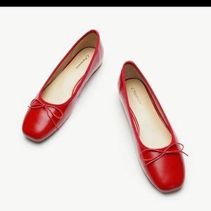 Poppy Red Ballet Flats by C Paravano.